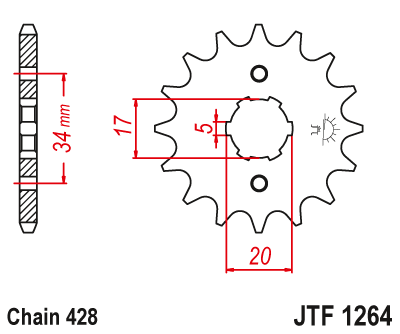 JT Front Sprocket 13T 428 Pitch JTF558.13 Sachs ZX 125 2T 1997-2002