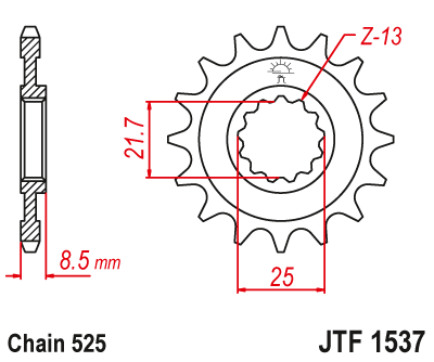 JTF1537.16 JT Front Sprocket 16 Tooth
