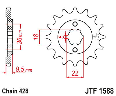 JT 43T 428 pitch rear sprocket for Yamaha RD 125 75-77 YBR125 05-16 RS 100 75-81 
