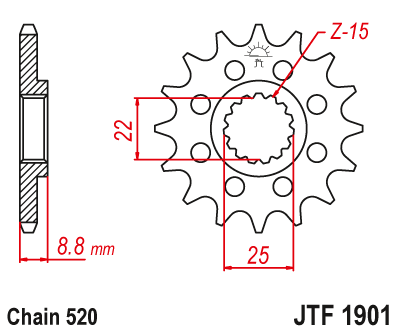 KTM 144 SX 08 JT Front Sprocket JTF1901SC 14 Teeth