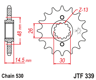 JT Front Rubber 14 Tooth Cushioned Sprocket Natural JTF1539.14RB 26-9353