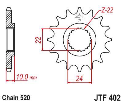 JT Sprockets JTF402.14 14T Steel Front Sprocket 