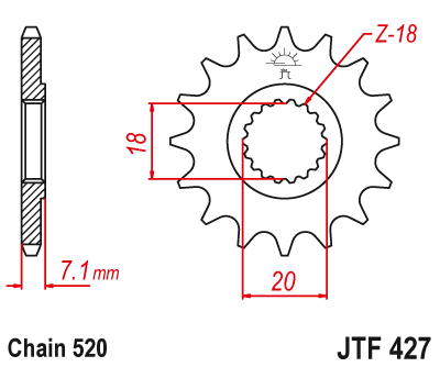 11T JT Sprockets JTF427.11 Steel Front Sprocket Natural