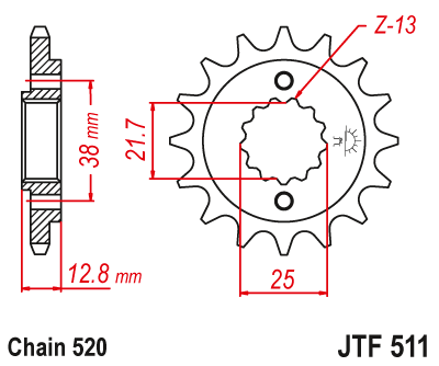 JT Sprockets JTF431.11 11T Steel Front Sprocket 
