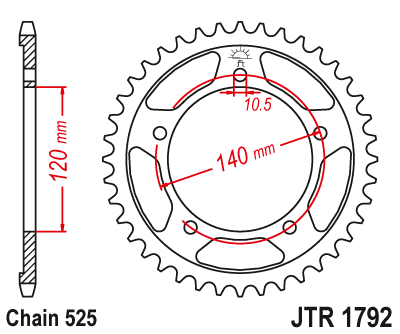 JT Rear Sprocket 45T 525P JTR1792.45 Steel For Suzuki GSX-R 750 2007 