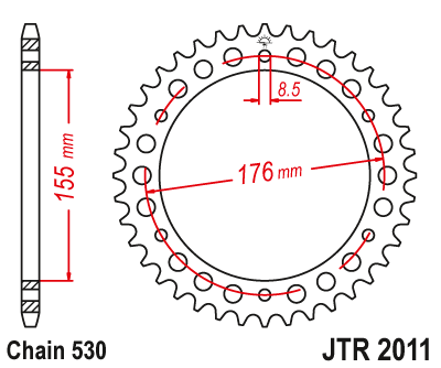 JT Rear Sprocket 43T 530P JTR2011.43ZBK Triumph Speed Triple 1050 R 94 2015-2016
