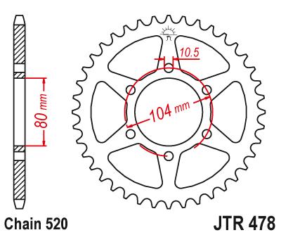 JT Sprockets JTR1478.43 43T Steel Rear Sprocket 