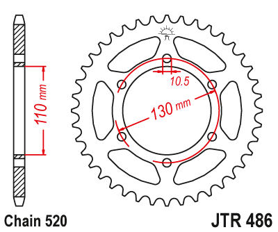 JT Sprockets 525X1R Chain and 16 Front/43 Rear Tooth Sprocket Kit JTSK3002
