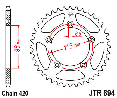 JT Sprockets JTR894.50 Rear Sprocket