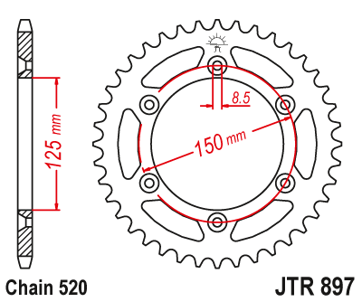 Steel Rear Sprocket 44T JT JTR897.44