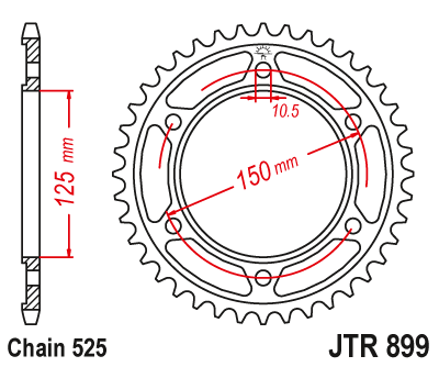 JT Rear Sprocket 42T 525P JTR1489.42ZBK Steel Black JTR1489.42ZBK