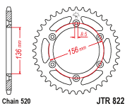 JT Rear Sprocket 41T 520P JTR822.41 Steel Gas Gas EC 200 2010 